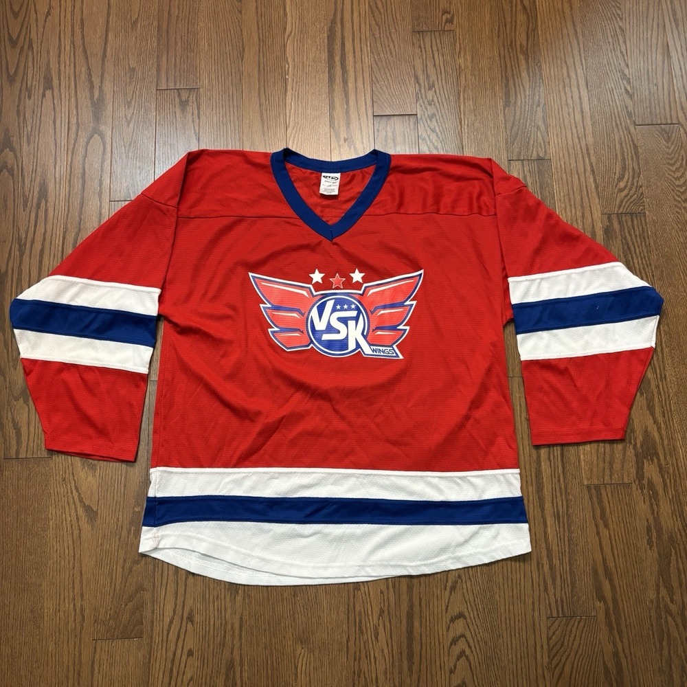 Vintage Hockey Jersey #69 Red Men's Large Sweater Wings Y2K